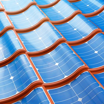 Solar panel integrates into the roof tiles. Solar panel integrates into the roof tiles.
